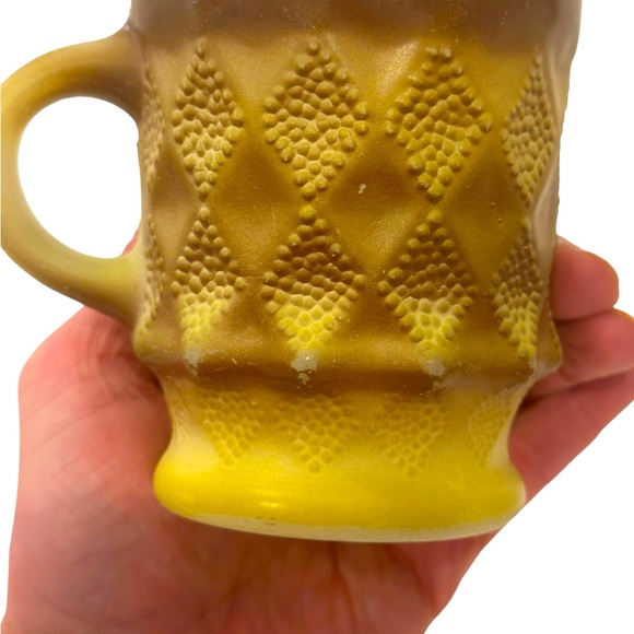 Fire King Anchor Hocking Kimberly Glass Coffee Mug Mid Century Modern Yellow x 2 - Picture 4 of 6